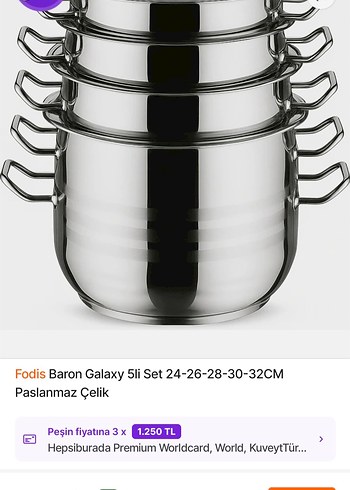Baron Galaxi 5 Parça Çelik Tencere Seti - Görsel 5
