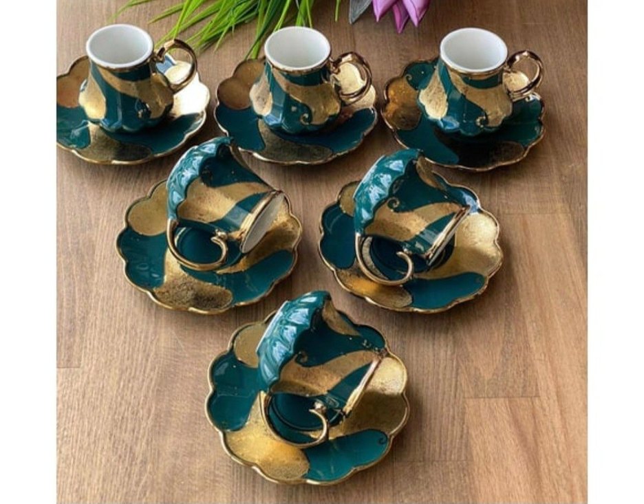Gezer 6'lı Yeşil Kahve Fincan Takımı - Görsel 2