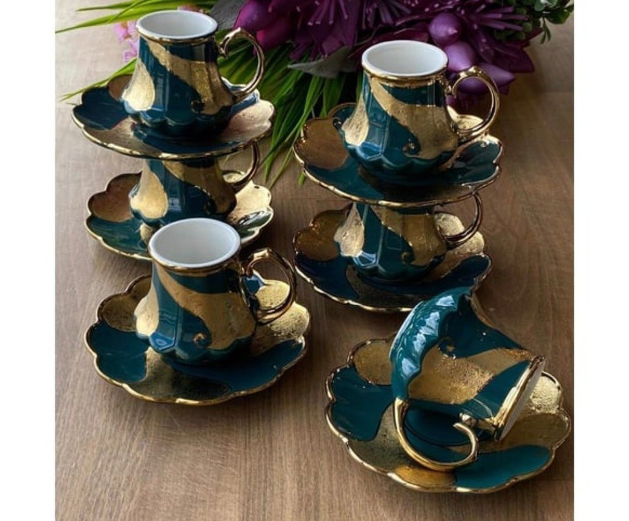 Gezer 6'lı Yeşil Kahve Fincan Takımı - Görsel 3