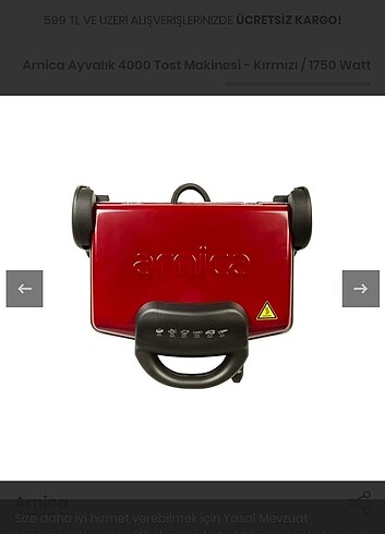 Arnica Ayvalık Granit Izgaralı Tost Makinesi - Görsel 5