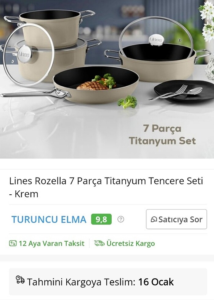 Lines Rozella 7 Parça Titanyum Tencere Seti. - Görsel 5