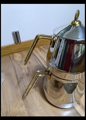 Lines Metal Altın Kulplu Mega Piramit XXL Çaydanlık Takımı - Görsel 6