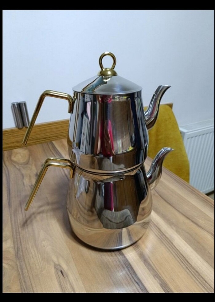 Lines Metal Altın Kulplu Mega Piramit XXL Çaydanlık Takımı - Görsel 4