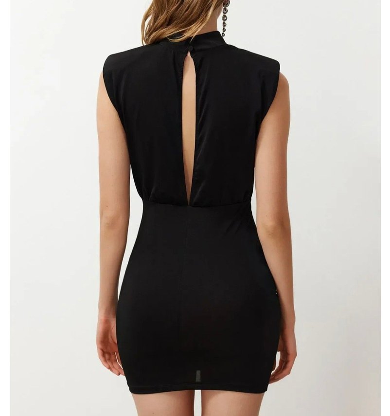 Bayan Parlak Taşlı Kısa Şık Abiye Elbise - Görsel 3