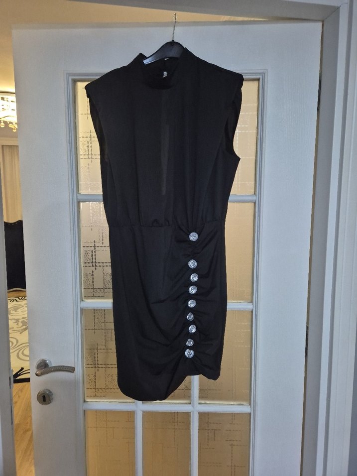 Bayan Parlak Taşlı Kısa Şık Abiye Elbise - Görsel 4