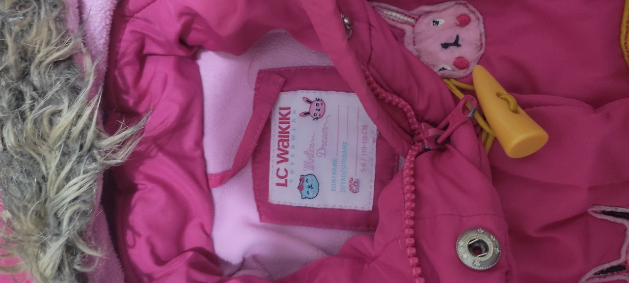 Kız Çocuk Pembe Kürklü Kapüşonlu Mont - Görsel 3