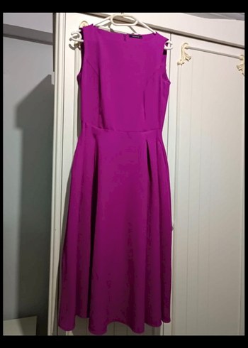 Pembe Uzun Kollu Modern Klasik Elbise - Görsel 6