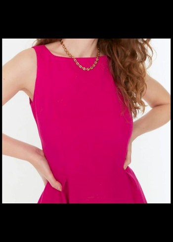 Pembe Uzun Kollu Modern Klasik Elbise - Görsel 3