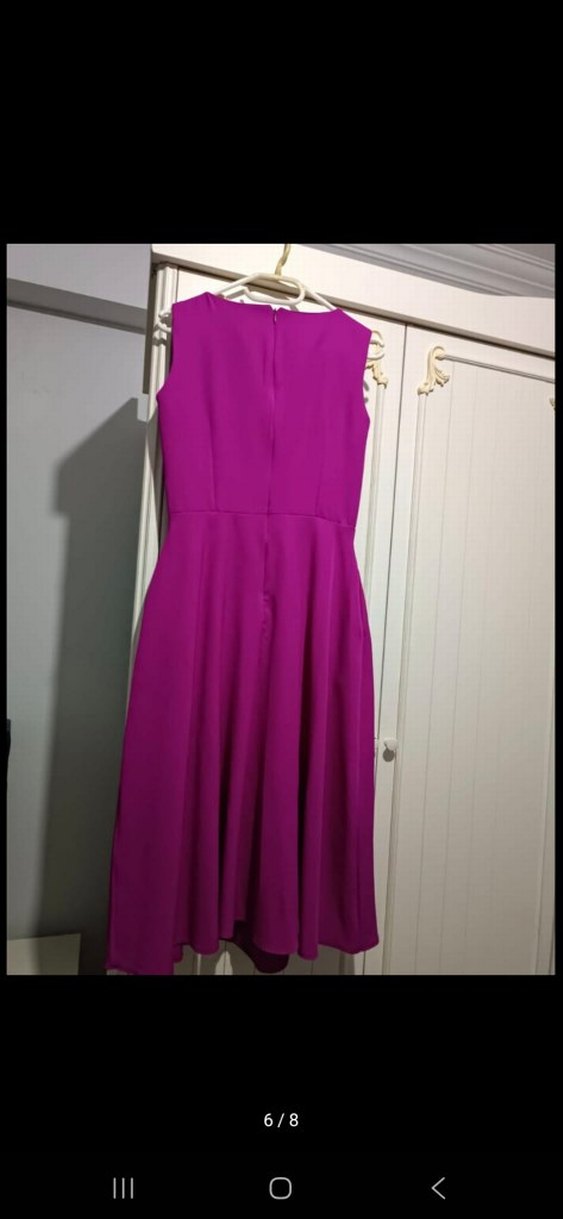 Pembe Uzun Kollu Modern Klasik Elbise - Görsel 5