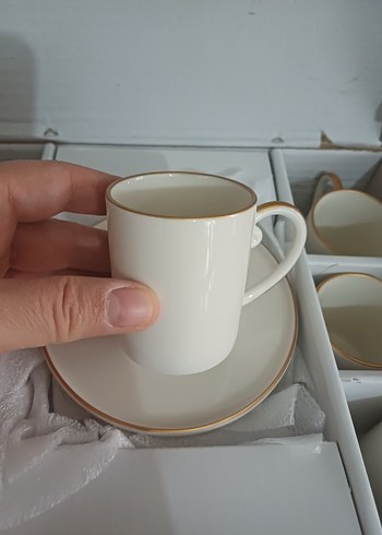English home Marella Beyaz Altın Kenarlı Fincan Takımı 6 kişilik - Görsel 3