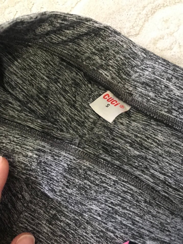 Kız Çocuk Gri ve Desenli Tayt Seti - Görsel 4