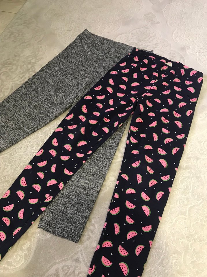 Kız Çocuk Gri ve Desenli Tayt Seti - Görsel 2