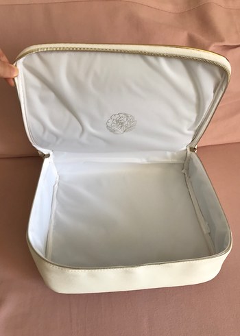 Diğer Beyaz Fermuarlı büyük boy Makyaj Çantası