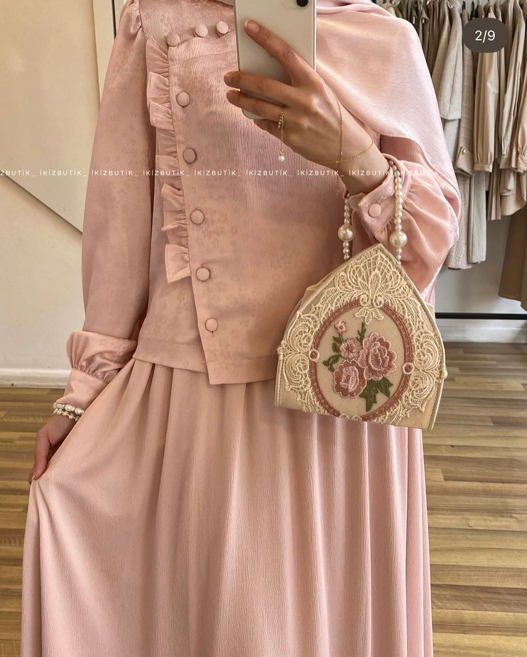 Pudra pembe etekli takım - Görsel 2