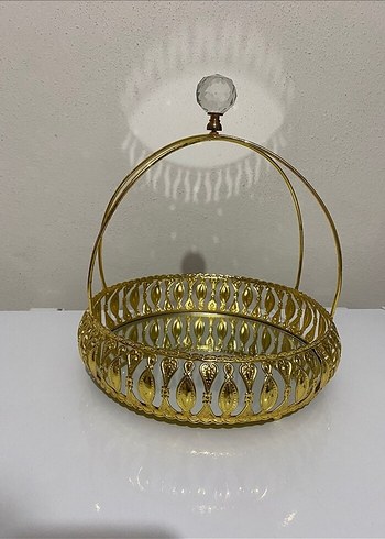 Altın Renkli Nakışlı Dekoratif Tepsi Seti - Görsel 9