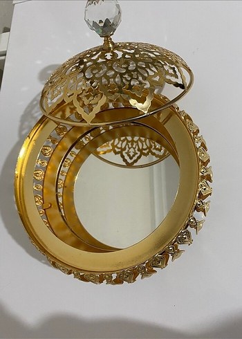 Altın Renkli Nakışlı Dekoratif Tepsi Seti - Görsel 6