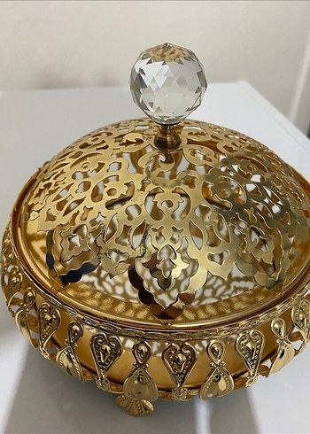 Altın Renkli Nakışlı Dekoratif Tepsi Seti - Görsel 8