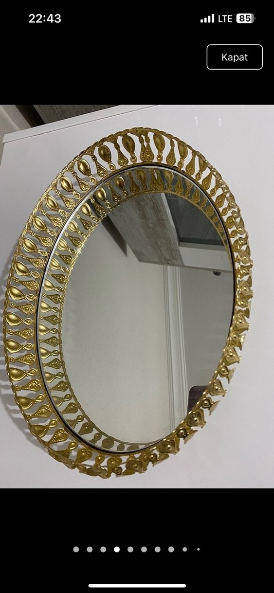 Altın Renkli Nakışlı Dekoratif Tepsi Seti - Görsel 4