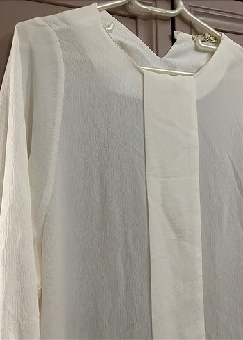 Beyaz Uzun Kollu Kemerli Uzun Elbise - Görsel 4