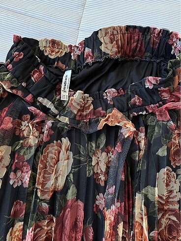 38 Beden çeşitli Renk stradivarius pileli çiçekli tül etek