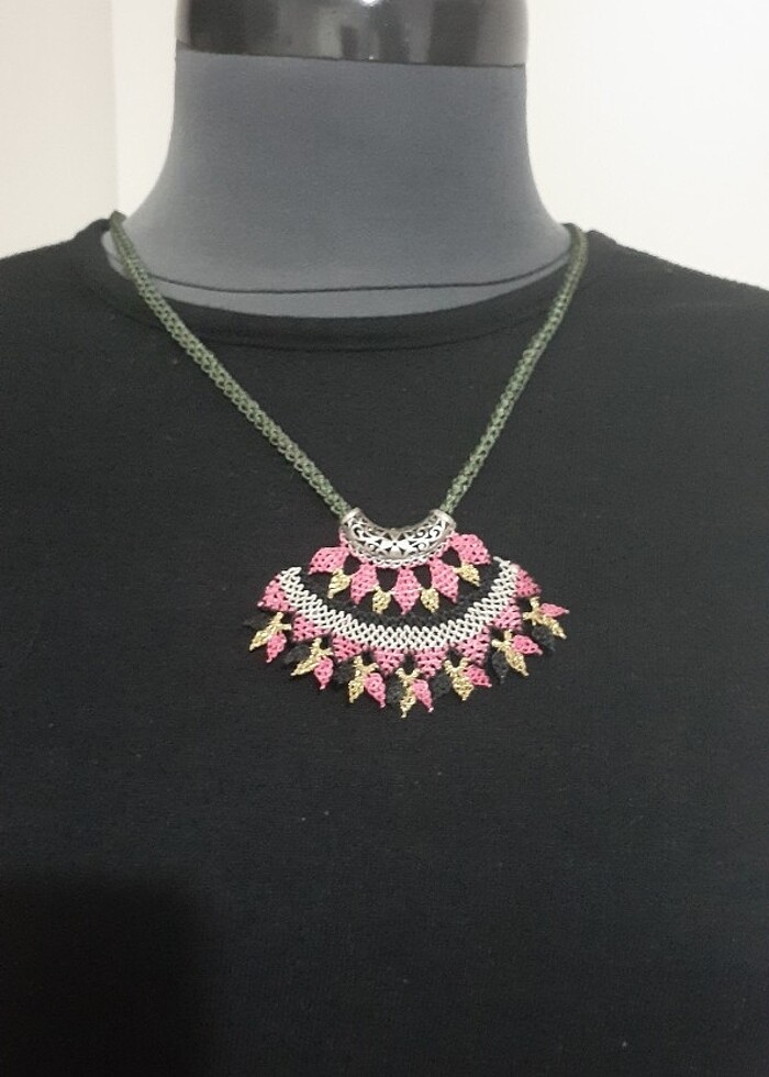 İğne oyasi kolye - Görsel 2