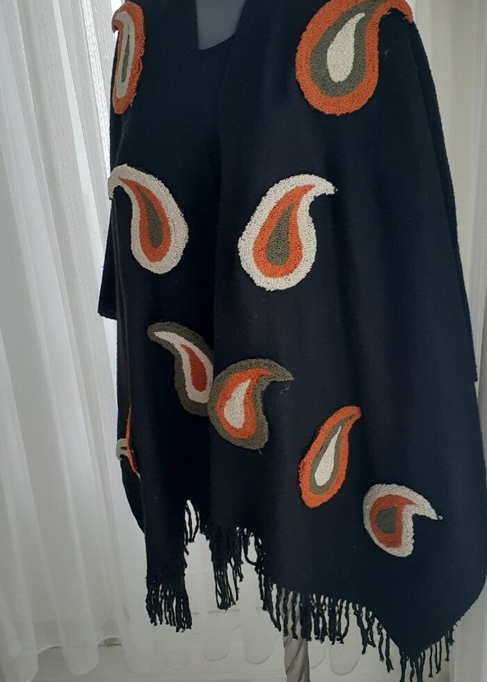 Siyah panç motifli şal - Görsel 5