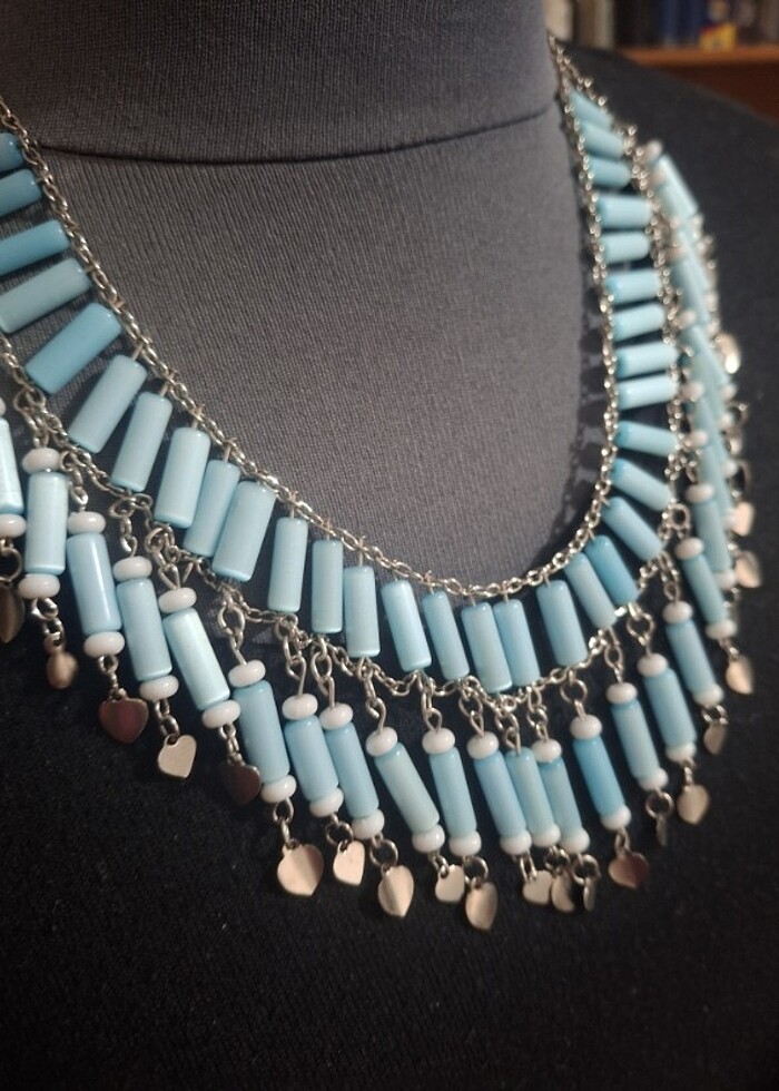 Vintage  mavi gerdanlık - Görsel 3