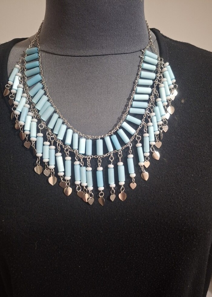 Vintage  mavi gerdanlık - Görsel 2