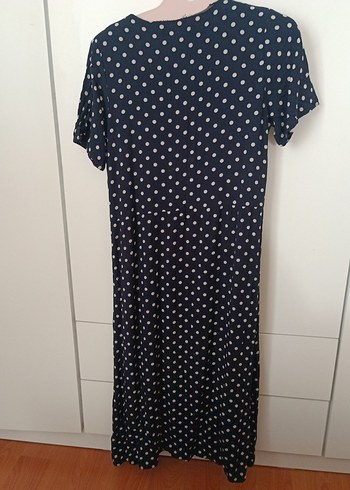 m Beden Düğmeli Lacivert Puantiyeli kısa Elbise