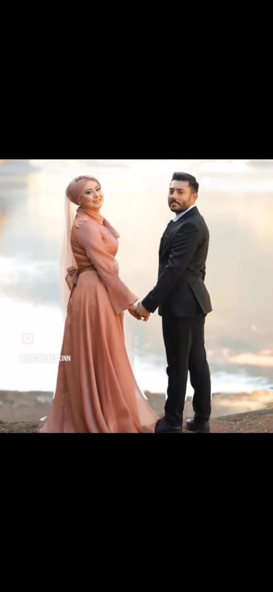 Kahverengi Drapeli Uzun Kollu Nişan Elbisesi - Görsel 4