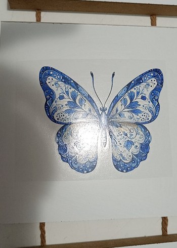 Beden Mavi Kelebek Desenli Duvar Süsü.balkon dekor hediyelik