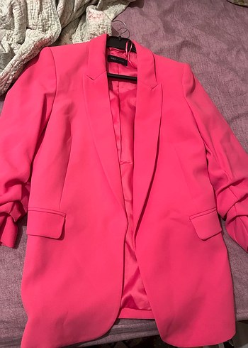 Diğer Pembe Düğmeli Kadın Blazer Ceket