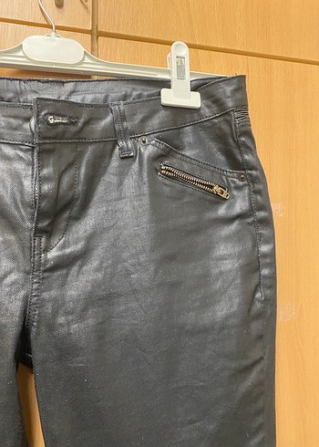 Siyah Deri Biker Kadın Pantolon - Görsel 5