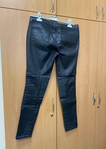 Siyah Deri Biker Kadın Pantolon - Görsel 8