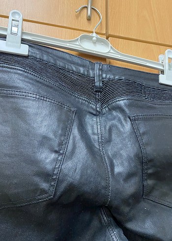 Siyah Deri Biker Kadın Pantolon - Görsel 7