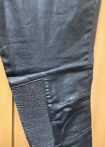 Siyah Deri Biker Kadın Pantolon - Görsel 6