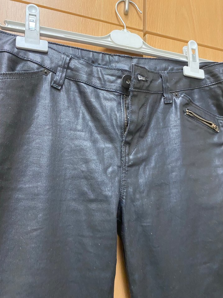 Siyah Deri Biker Kadın Pantolon - Görsel 2