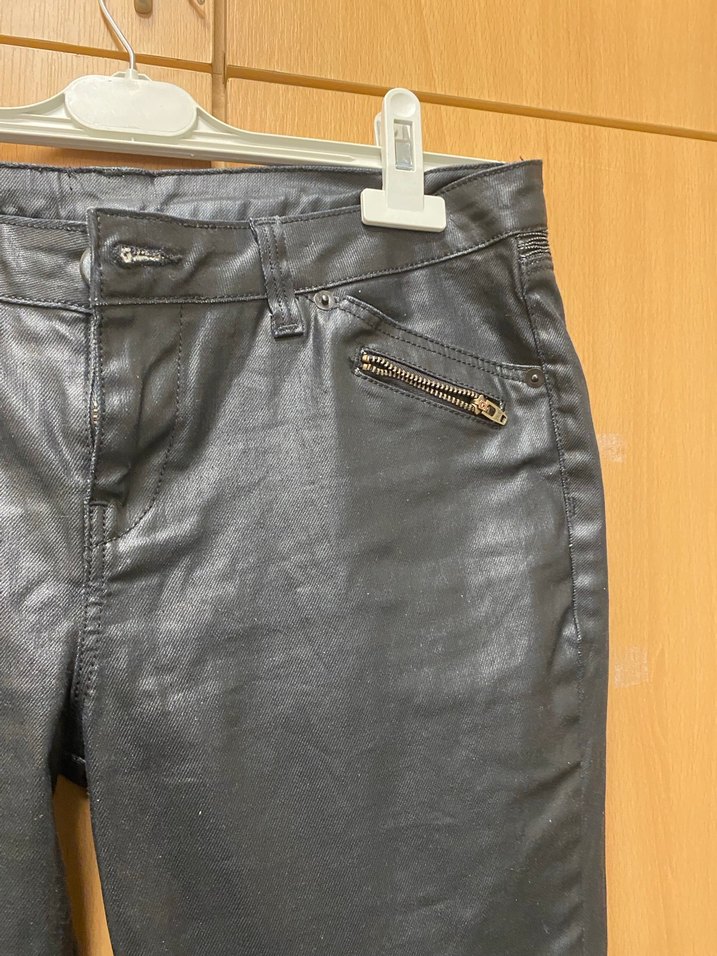 Siyah Deri Biker Kadın Pantolon - Görsel 5