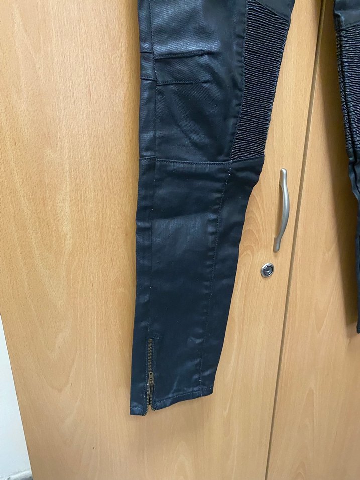 Siyah Deri Biker Kadın Pantolon - Görsel 4