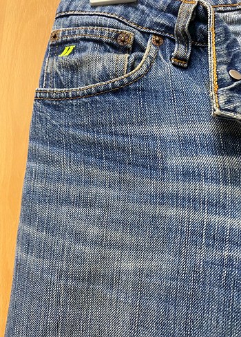 Düğmeli Mavi Bol Kesim Midi Kot Pantolon - Görsel 4