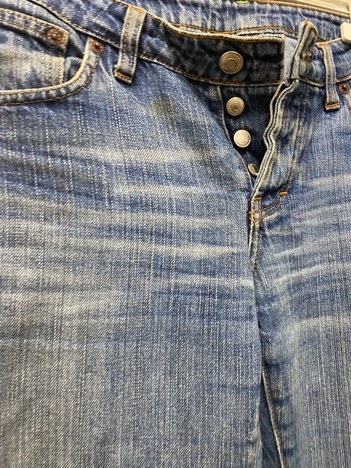 Düğmeli Mavi Bol Kesim Midi Kot Pantolon - Görsel 3