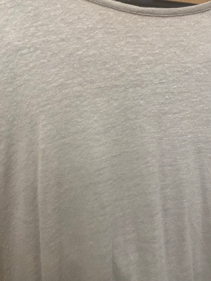 Bej  kadın Keten Kısa Kollu Tişört - Görsel 3