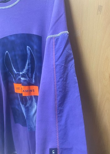 Mor Uzun Kollu Baskılı tişort - Görsel 5