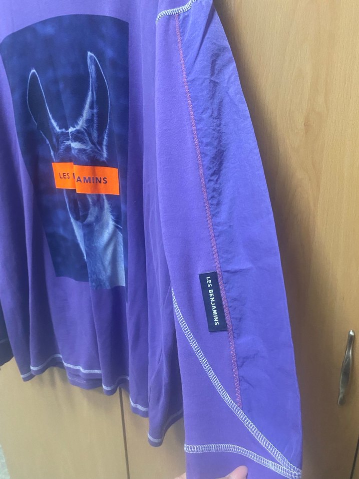 Mor Uzun Kollu Baskılı tişort - Görsel 4