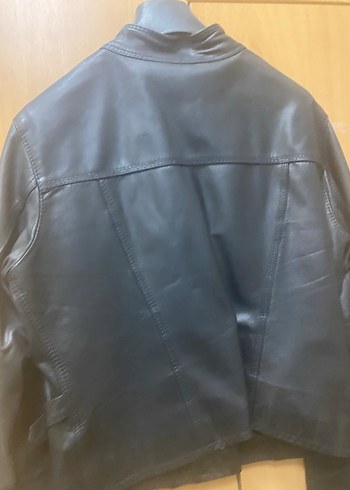 Düğmeli Siyah Deri Biker Ceket - Görsel 11