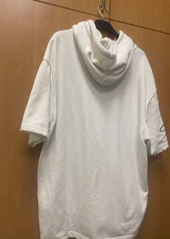 Beyaz Baskılı Kısa Kollu Oversize Sweatshirt - Görsel 4