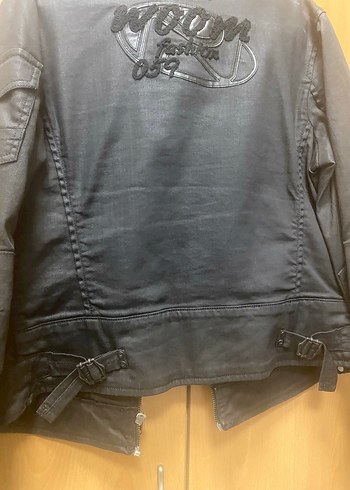 Kadın Siyah Deri Biker Ceket - Görsel 10