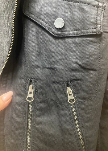 Kadın Siyah Deri Biker Ceket - Görsel 7