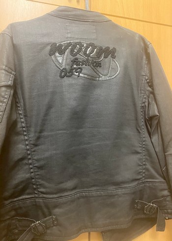 Kadın Siyah Deri Biker Ceket - Görsel 12