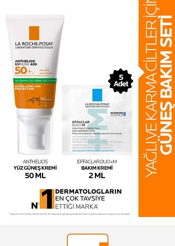 La Roche-Posay Anthelios SPF 50+ Yüz Güneş Kremi ve Effaclar Duo